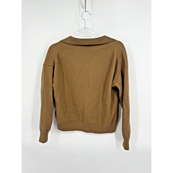Wilfred Aritzia Clara Merino Wool Crop Waist Sweater Camel Size L Quiet Luxury - Picture 2 of 6